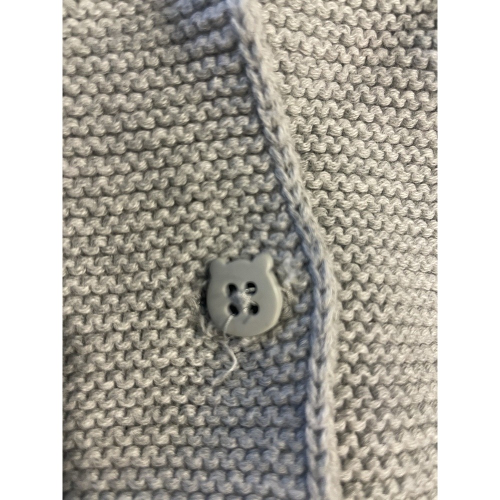 Baby Gap Grey Button Up Bear Hood Cardigan Knit Sweater size 3-6M - Picture 4 of 6